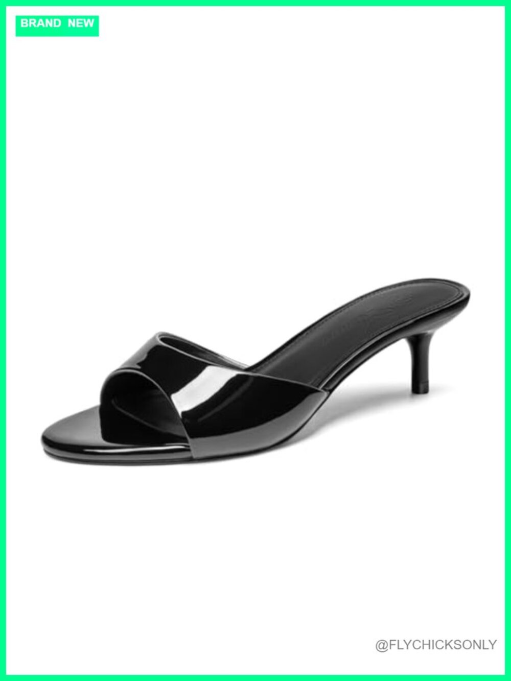 Kitten Heels Slip On Heeled Sandals Open Toe Low Heel PU